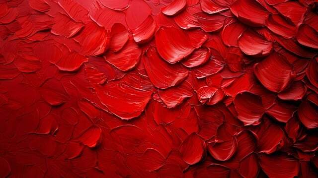 red paint applied with palette knife